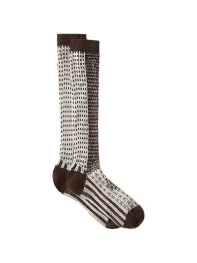 Mm6 Maison Margiela Jacquard-knit Socks In Multi
