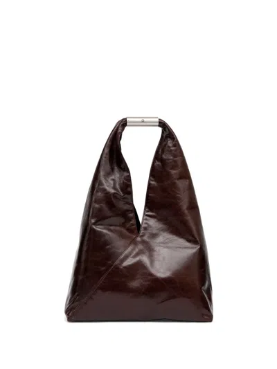 Mm6 Maison Margiela Japanese Calf Leather Tote Bag In Brown