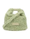 Mm6 Maison Margiela Mini Shearling Wool Crossbody Bag With Leather Handle In Green