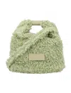Mm6 Maison Margiela Mini Shearling Wool Crossbody Bag With Leather Handle In Reseda