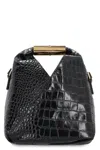 Mm6 Maison Margiela Japanese Shoulder Bag In Croc-embossed Leather In Black