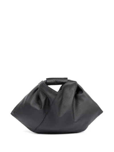 Mm6 Maison Margiela Japanese Draped Mini Leather Handbag In Black