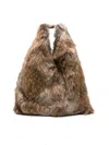 Mm6 Maison Margiela Japanese Faux Fur Tote Bag In Brown