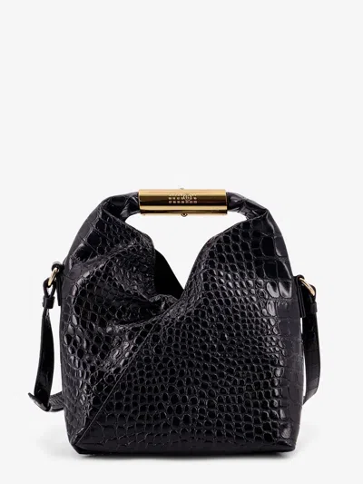 Mm6 Maison Margiela Japanese Leather Shoulder Bag In Black