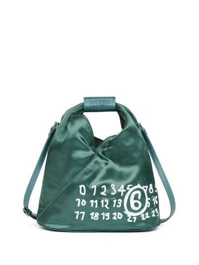 Mm6 Maison Margiela Japanese Logo-print Satin Crossbody Bag In Green
