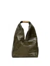 Mm6 Maison Margiela Crocodile-embossed Shoulder Bag In Green