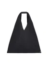 Mm6 Maison Margiela Triangular-shaped Bag With Padded Grip And Metallic Accent In Black