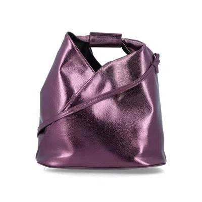 Mm6 Maison Margiela Japanese Metallic Crossbody Bag Purple Polyester Coating Shoulder