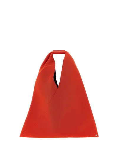 Mm6 Maison Margiela Japanese Pleated Origami Triangle Tote Bag In Red