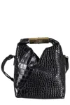 Mm6 Maison Margiela Japanese Shoulder Bag In Croc-embossed Leather In Black