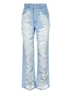 Mm6 Maison Margiela Mm6 By Maison Margiela Distressed Straight Leg Denim Jeans With White Stitching
