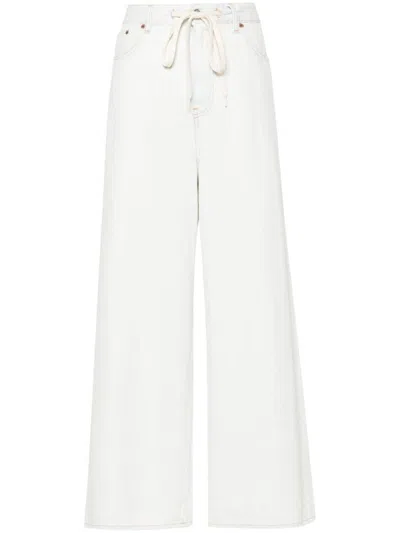 Mm6 Maison Margiela Drawstring-waist Wide-leg Jeans In Blue