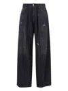Mm6 Maison Margiela Baggy Jeans In Black Cotton Denim In Black