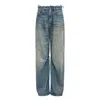 Mm6 Maison Margiela Wide-leg Frayed Faded Five-pocket Loop In Blue