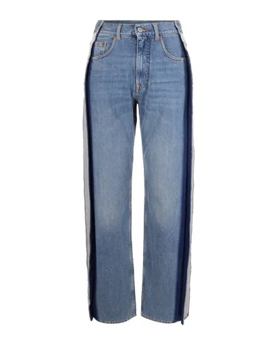 Mm6 Maison Margiela Jeans Con Design A Inserti Blu In Blue