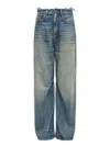 Mm6 Maison Margiela Wide-leg Frayed Faded Five-pocket Loop In Blue