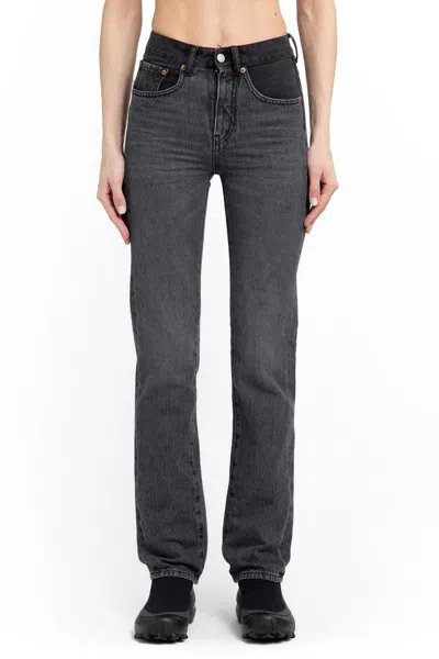 Mm6 Maison Margiela High Rise Straight Cotton Jeans In Blue