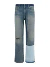 Mm6 Maison Margiela Grey Blue Denim Five Pocket Jeans In Blue