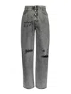 Mm6 Maison Margiela Distressed Wide-leg Jeans In Gray