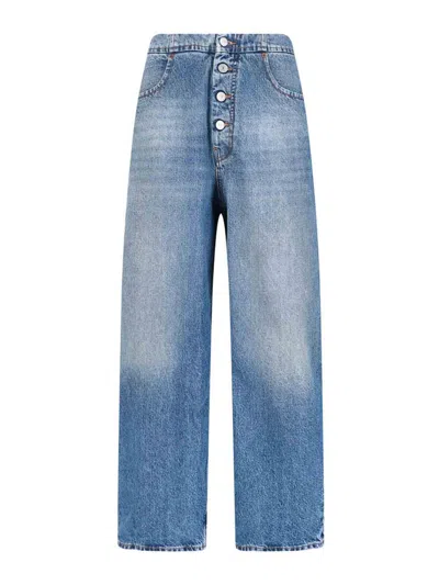 Mm6 Maison Margiela Women Sky Blue Wide-leg Denim Cotton Jeans, 26 Luxury Jeans For Women Darveys