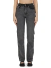 Mm6 Maison Margiela Denim Trousers With Belt Loops And Contrast Patch In Black