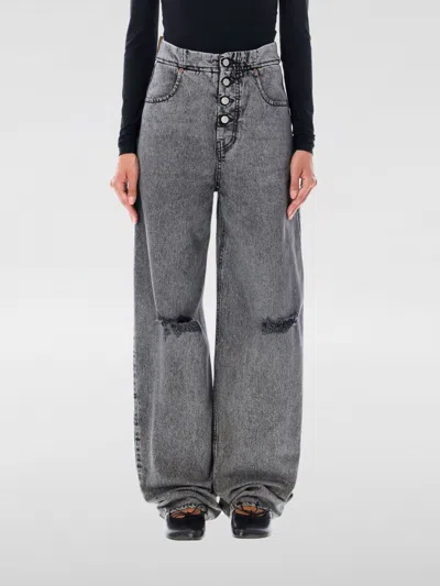 Mm6 Maison Margiela High Waist Wide Leg Distressed Denim In Schwarz
