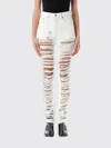 Mm6 Maison Margiela High Waist Distressed Denim Trousers In White
