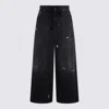 Mm6 Maison Margiela Loose Fit Denim Cotton Trousers In Black