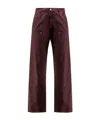 Mm6 Maison Margiela Denim Trousers Featuring Contrast Stitching In Burgundy
