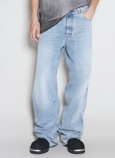 Mm6 Maison Margiela Jeans With Built-in Jersey Drawstring Waistband In Blue