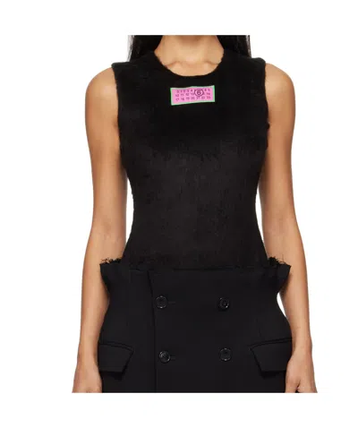 Mm6 Maison Margiela Numbers-motif Sleeveless Top In Black