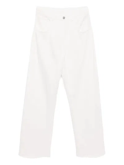 Mm6 Maison Margiela Jersey Texture Trousers In White