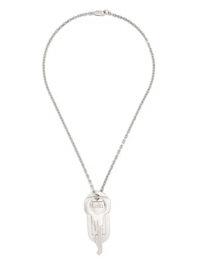 Mm6 Maison Margiela Key-charm Necklace In Silver