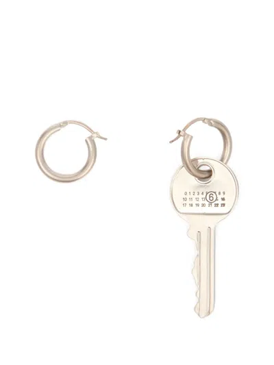 Mm6 Maison Margiela Silver Key Hoop Earrings