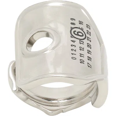 Mm6 Maison Margiela Logo-engraved Palladium-finish Ring In Silver