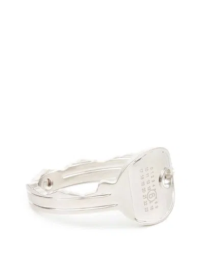 Mm6 Maison Margiela Key-shape Logo-engraved Bracelet In Silver