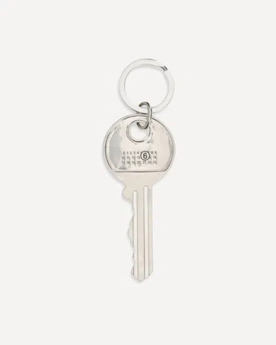 Mm6 Maison Margiela Key-shaped Keyring In Silver