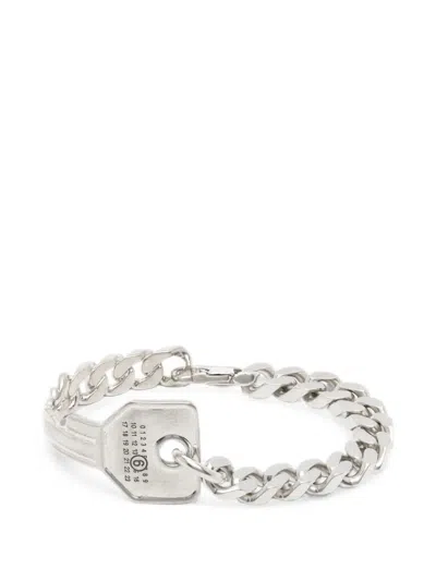 Mm6 Maison Margiela Key-pendant Curb-link Bracelet In Metallic