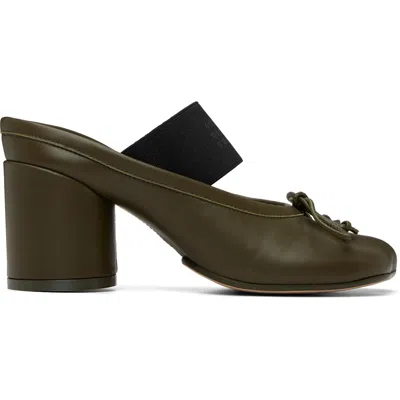 Mm6 Maison Margiela Khaki Anatomic Numeric Sandal Heels In Green