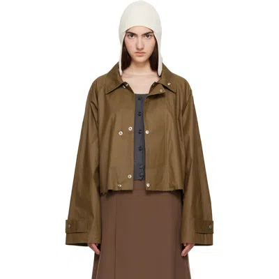 Mm6 Maison Margiela Khaki Coated Short Trench Jacket In 728 Khaki