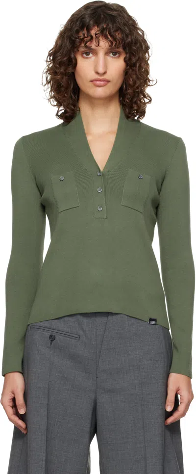 Mm6 Maison Margiela Khaki Cotton Sweater In Green