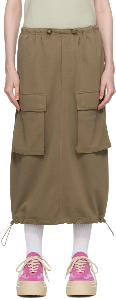 Mm6 Maison Margiela Khaki Flap Pocket Midi Skirt In 741 Bus Green