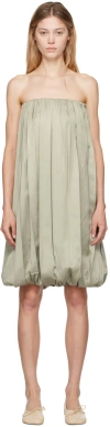 Mm6 Maison Margiela Khaki Gathered Minidress In 700 Iguana