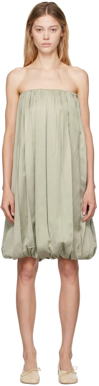 Mm6 Maison Margiela Khaki Gathered Minidress In 700 Iguana