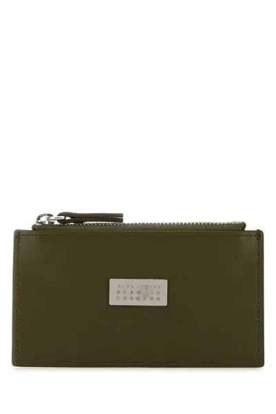 Mm6 Maison Margiela Khaki Leather Card Holder In Green