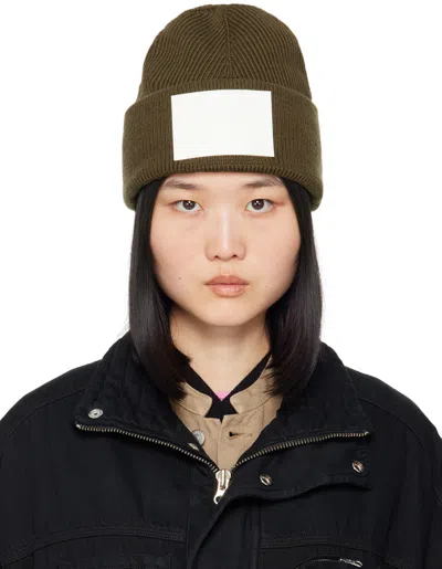 Mm6 Maison Margiela Khaki Numeric Beanie In 727 Kaki