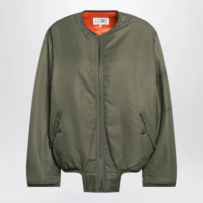 Mm6 Maison Margiela Khaki Nylon Jacket With Contrasting Lining In Green