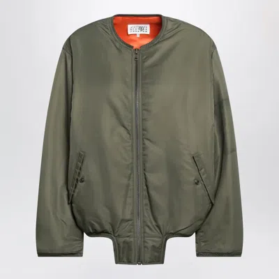 Mm6 Maison Margiela Khaki Nylon Jacket With Contrasting Lining In Green