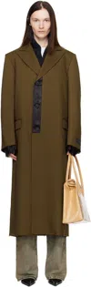 Mm6 Maison Margiela Numeric Signature Single-breasted Coat In 159 Khaki
