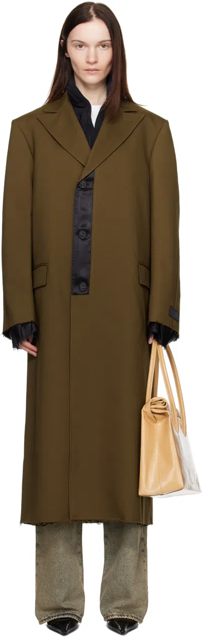 Mm6 Maison Margiela Khaki Twill Coat In 159 Khaki